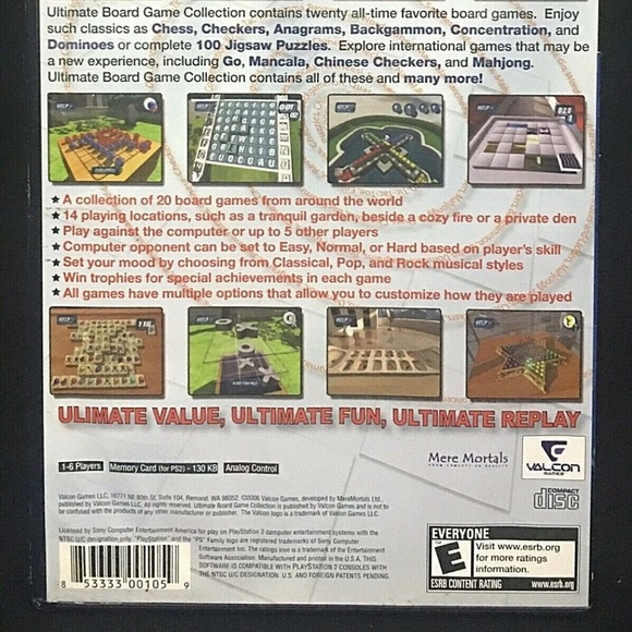Playstation 2 Sony PS2 Game Ultimate Board Game Collection 2006 TESTED COMPLETE - Picture 4 of 12
